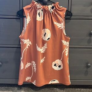 Ann Taylor Sleeveless Top in Rust with Floral Print